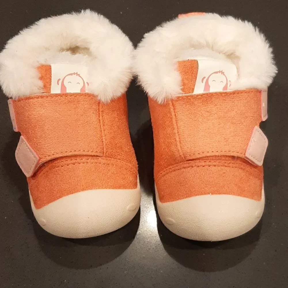 Baby Booties Pink Suede with Fleece Lining